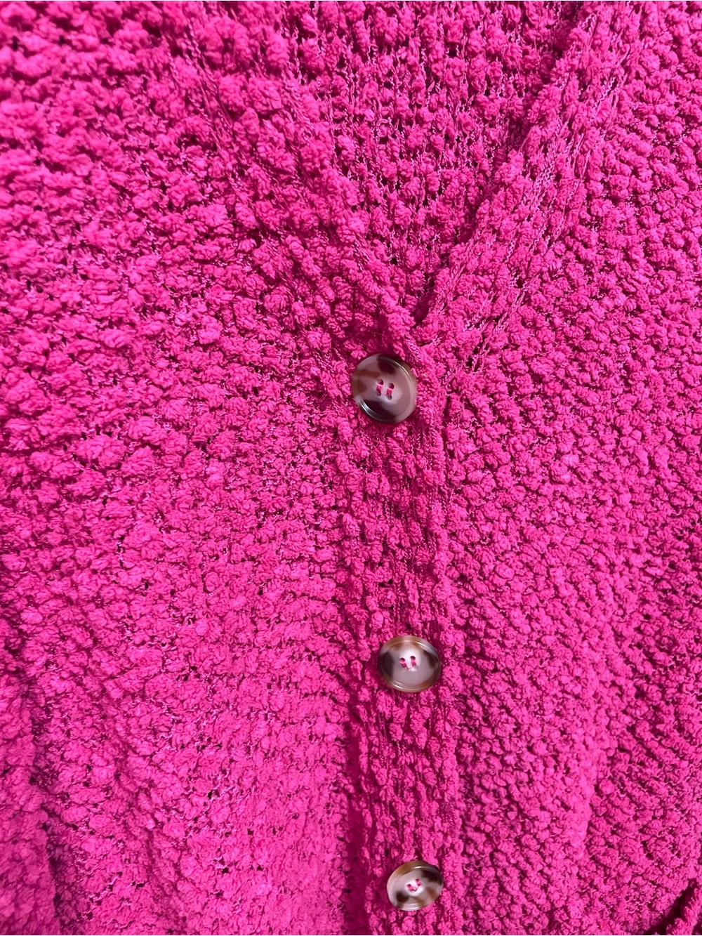 Zenana Outfitters Fuchsia Bouclé Button-Front Cardigan - Picture 4 of 8